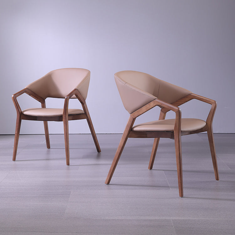 Moderne stijl leer open rug houten frame huis eetstoel stoel