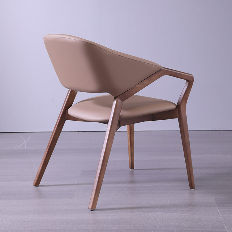 Moderne stijl leer open rug houten frame huis eetstoel stoel