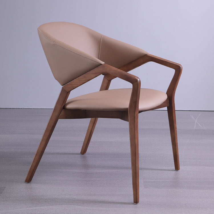 Moderne stijl leer open rug houten frame huis eetstoel stoel