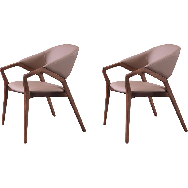 Moderne stijl leer open rug houten frame huis eetstoel stoel