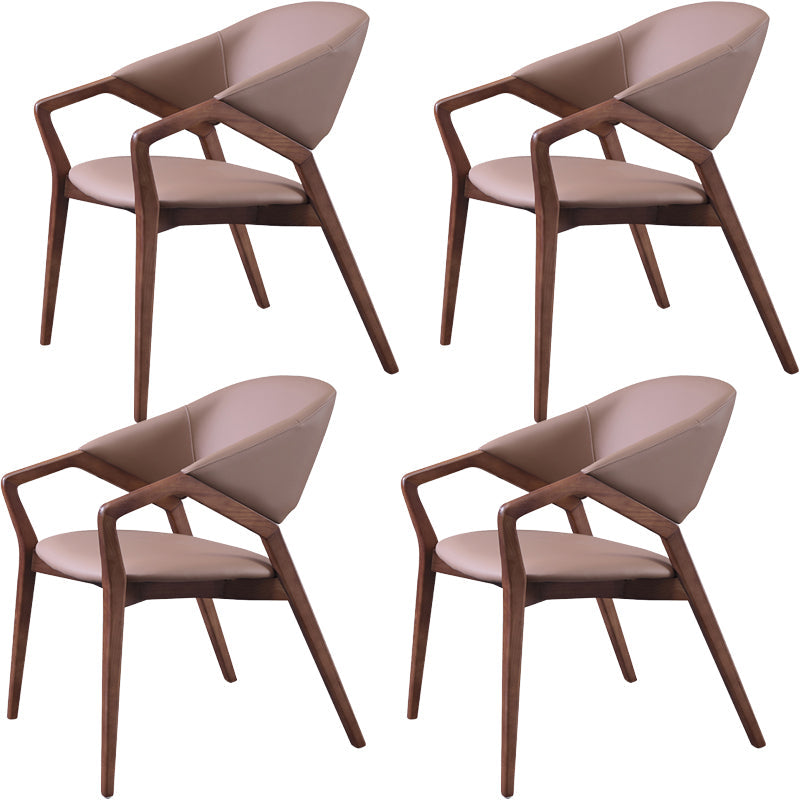 Moderne stijl leer open rug houten frame huis eetstoel stoel