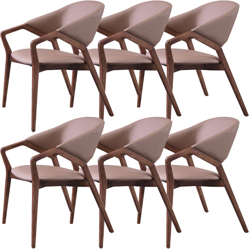 Moderne stijl leer open rug houten frame huis eetstoel stoel