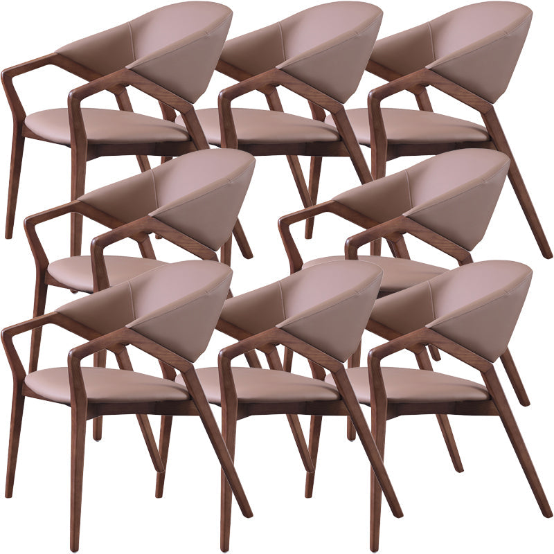 Moderne stijl leer open rug houten frame huis eetstoel stoel