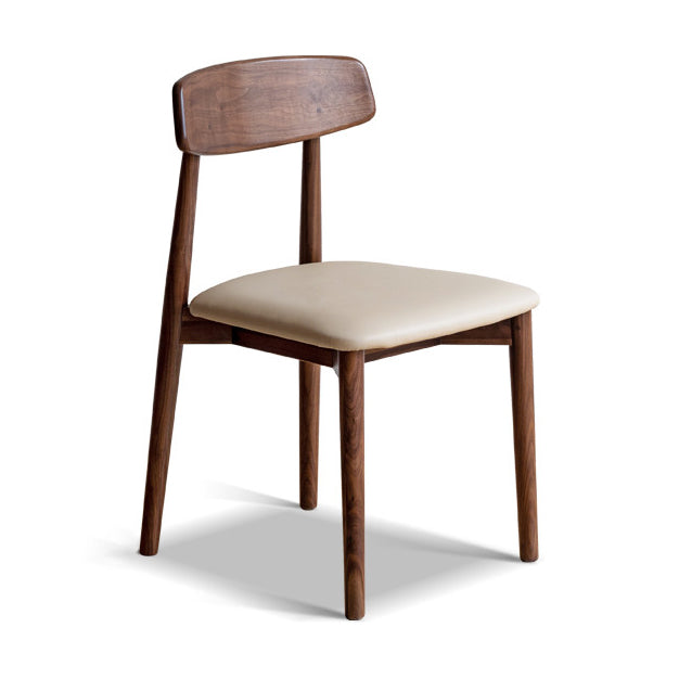 Binnen eigentijdse massief hout open rug armloze eetkamerstoel