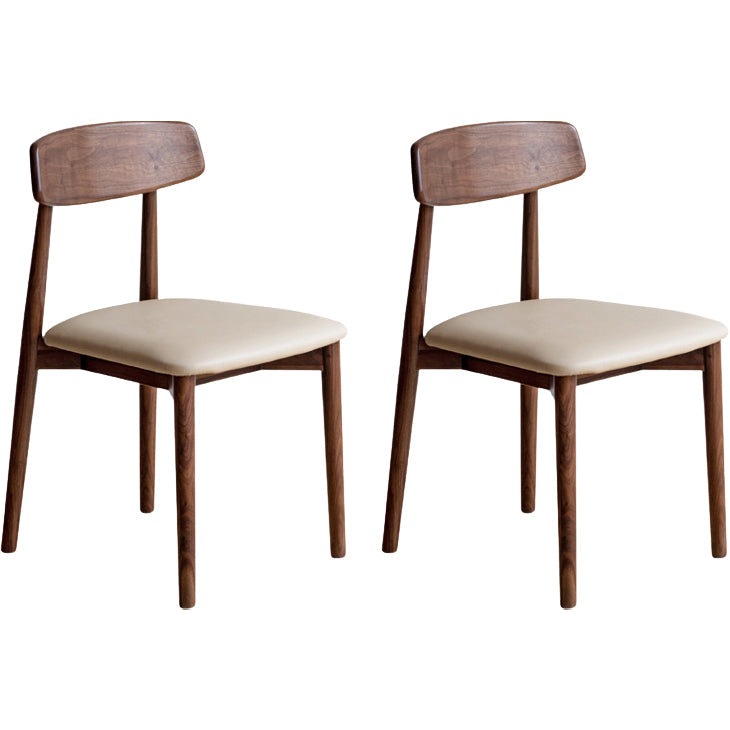 Binnen eigentijdse massief hout open rug armloze eetkamerstoel