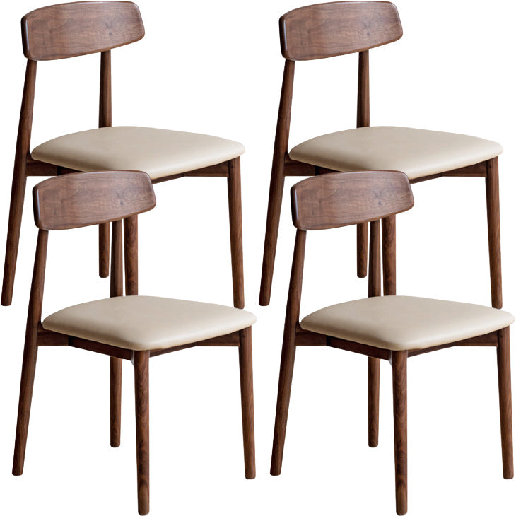 Binnen eigentijdse massief hout open rug armloze eetkamerstoel