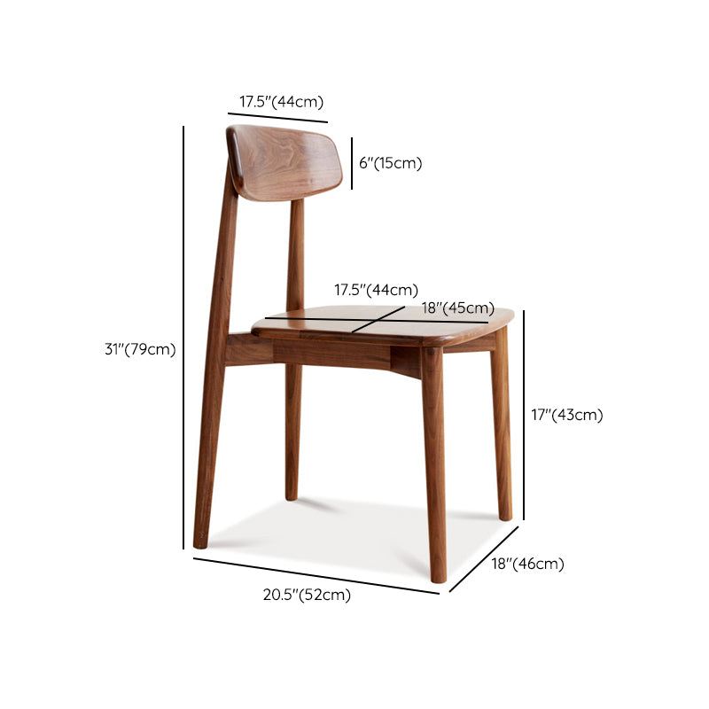 Binnen eigentijdse massief hout open rug armloze eetkamerstoel