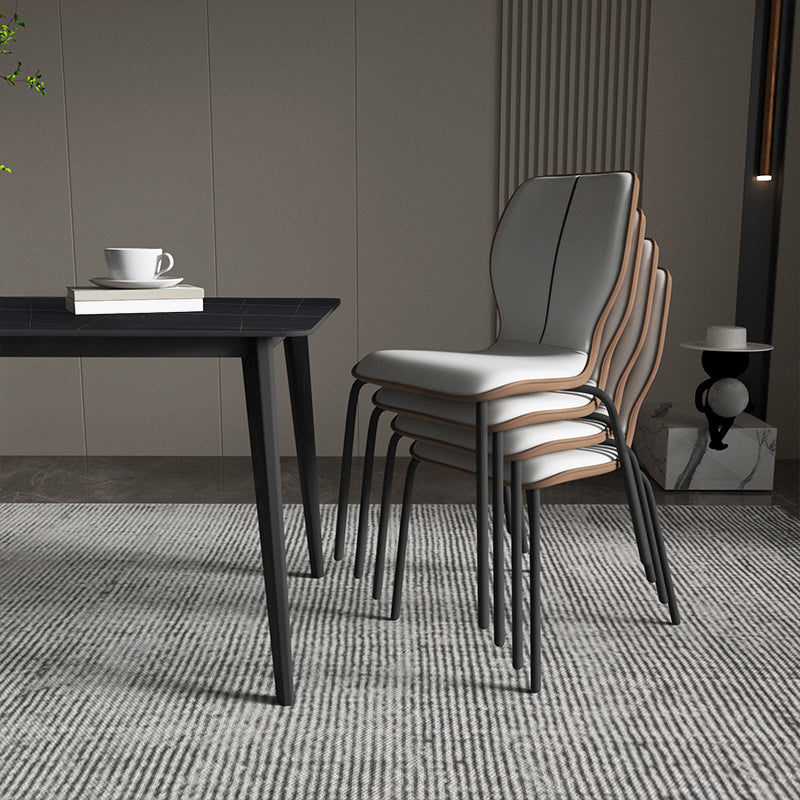 Industrielle Indoor -Kunstlederpolsterer Parsons Armless Dining Stuhl