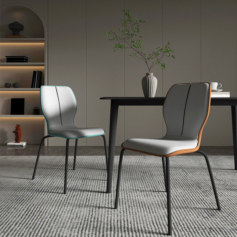 Industrielle Indoor -Kunstlederpolsterer Parsons Armless Dining Stuhl