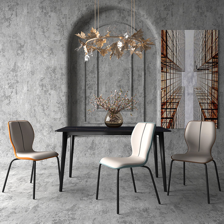 Industrielle Indoor -Kunstlederpolsterer Parsons Armless Dining Stuhl