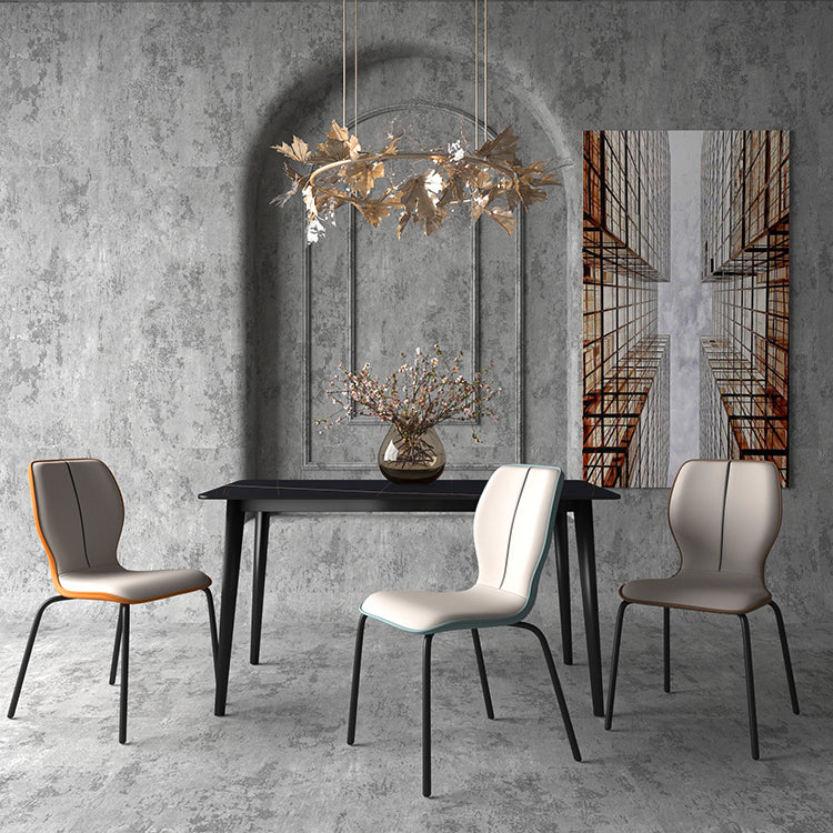 Industrielle Indoor -Kunstlederpolsterer Parsons Armless Dining Stuhl