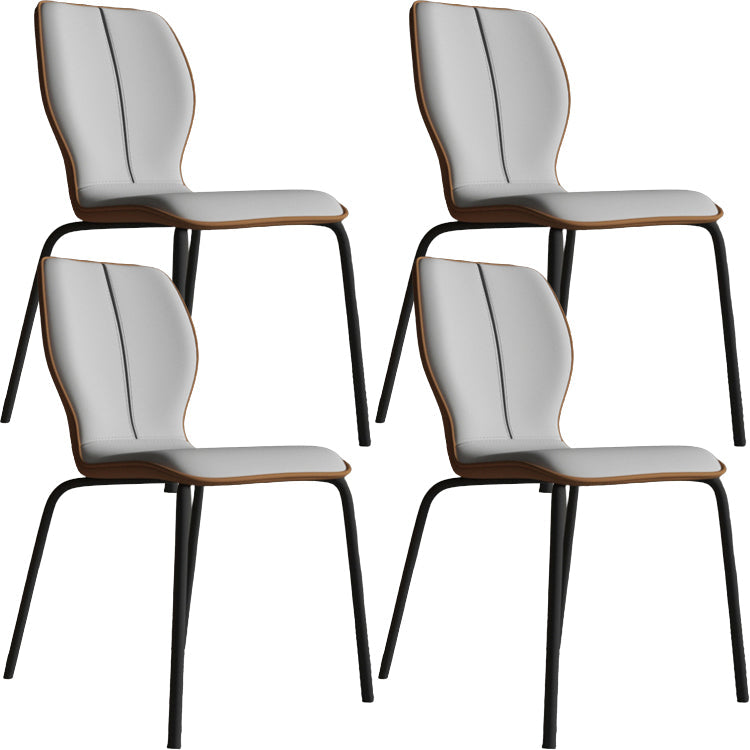 Industrielle Indoor -Kunstlederpolsterer Parsons Armless Dining Stuhl