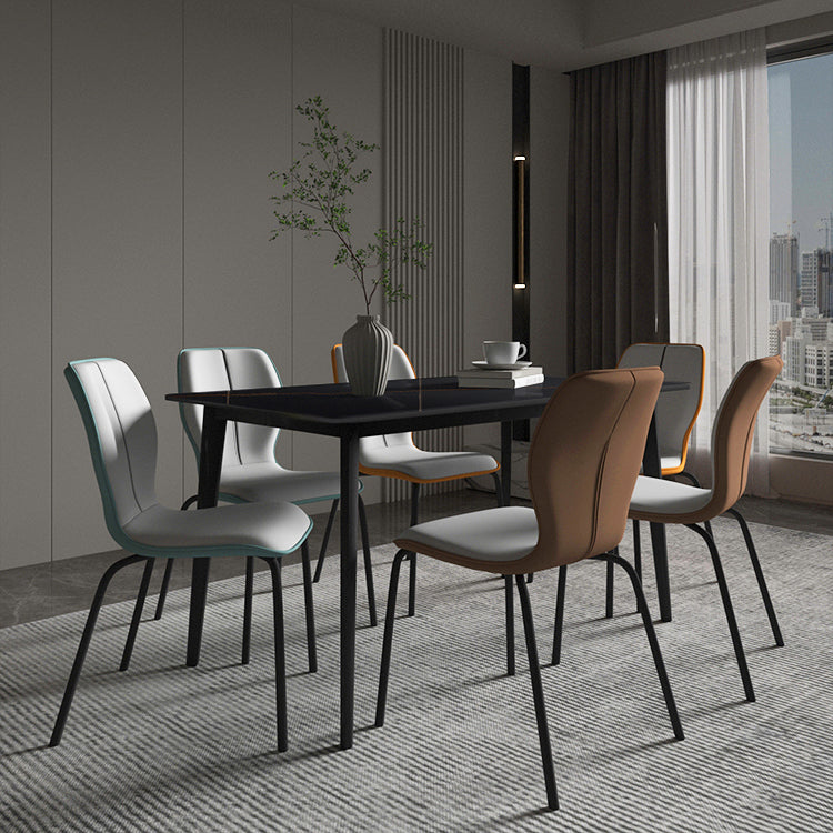 Industrielle Indoor -Kunstlederpolsterer Parsons Armless Dining Stuhl