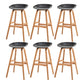 Modern Plastic Low Back Counter & Bar Stool with Solid Wood Base