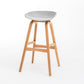Modern Plastic Low Back Counter & Bar Stool with Solid Wood Base