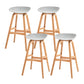 Modern Plastic Low Back Counter & Bar Stool with Solid Wood Base