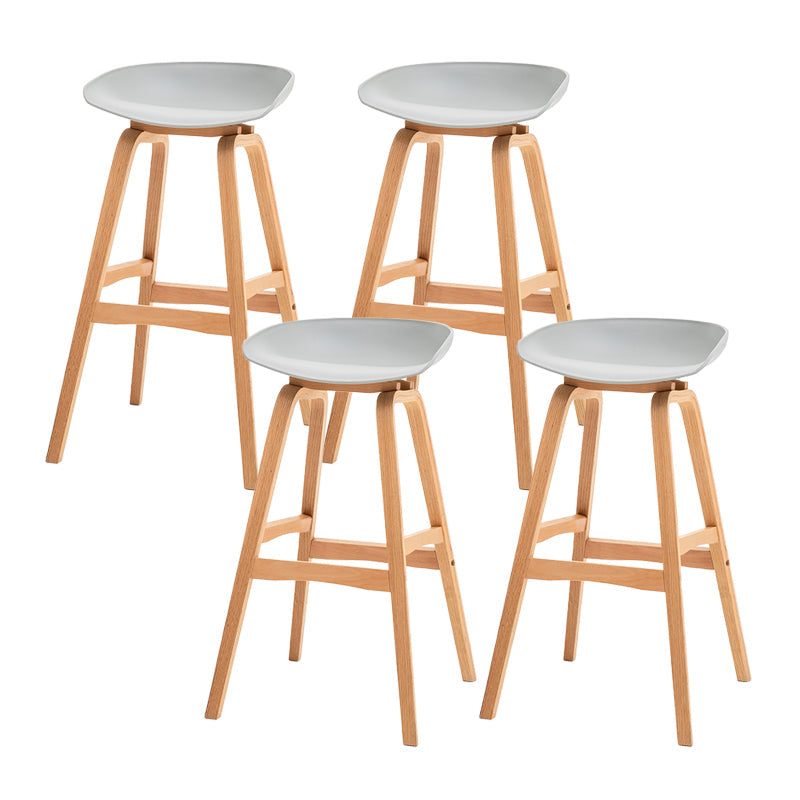 Modern Plastic Low Back Counter & Bar Stool with Solid Wood Base