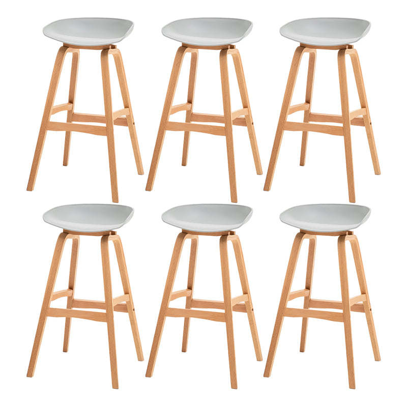Modern Plastic Low Back Counter & Bar Stool with Solid Wood Base