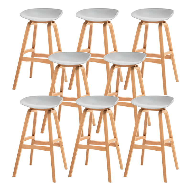Modern Plastic Low Back Counter & Bar Stool with Solid Wood Base