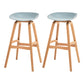 Modern Plastic Low Back Counter & Bar Stool with Solid Wood Base