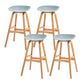 Modern Plastic Low Back Counter & Bar Stool with Solid Wood Base