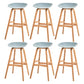 Modern Plastic Low Back Counter & Bar Stool with Solid Wood Base