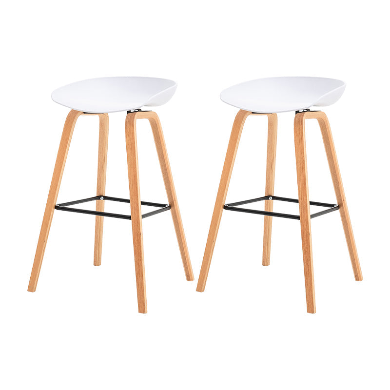 Modern Plastic Low Back Counter & Bar Stool with Solid Wood Base