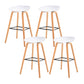Modern Plastic Low Back Counter & Bar Stool with Solid Wood Base