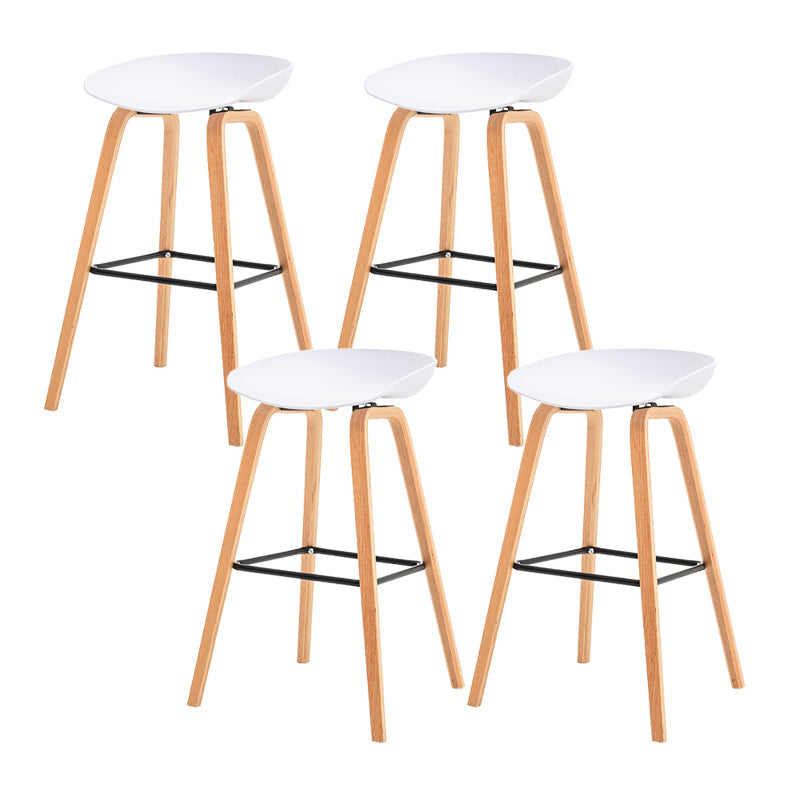 Modern Plastic Low Back Counter & Bar Stool with Solid Wood Base