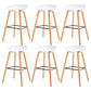 Modern Plastic Low Back Counter & Bar Stool with Solid Wood Base