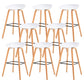 Modern Plastic Low Back Counter & Bar Stool with Solid Wood Base