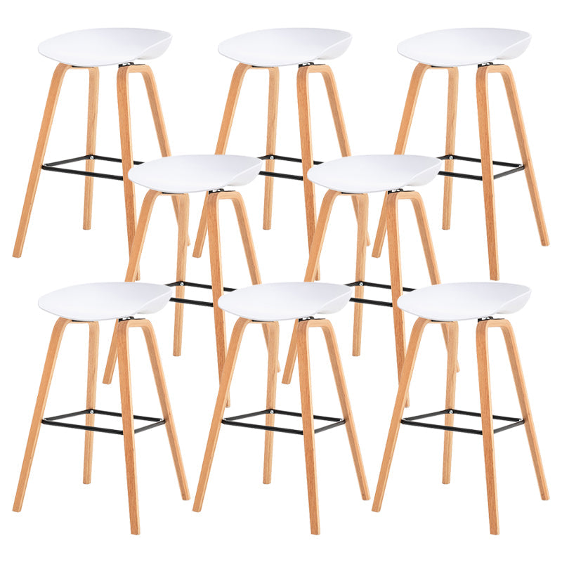 Modern Plastic Low Back Counter & Bar Stool with Solid Wood Base