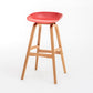 Modern Plastic Low Back Counter & Bar Stool with Solid Wood Base