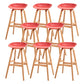Modern Plastic Low Back Counter & Bar Stool with Solid Wood Base