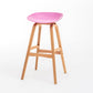 Modern Plastic Low Back Counter & Bar Stool with Solid Wood Base
