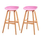 Modern Plastic Low Back Counter & Bar Stool with Solid Wood Base