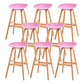 Modern Plastic Low Back Counter & Bar Stool with Solid Wood Base