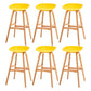 Modern Plastic Low Back Counter & Bar Stool with Solid Wood Base