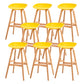 Modern Plastic Low Back Counter & Bar Stool with Solid Wood Base