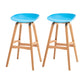 Modern Plastic Low Back Counter & Bar Stool with Solid Wood Base