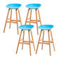 Modern Plastic Low Back Counter & Bar Stool with Solid Wood Base
