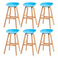 Modern Plastic Low Back Counter & Bar Stool with Solid Wood Base