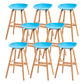 Modern Plastic Low Back Counter & Bar Stool with Solid Wood Base