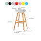 Modern Plastic Low Back Counter & Bar Stool with Solid Wood Base