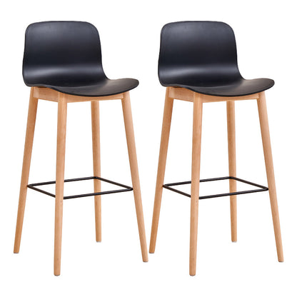 Modern Low Back Counter-height Stool with Solid Wood and Plastic