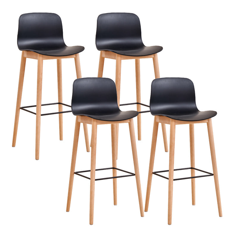 Modern Low Back Counter-height Stool with Solid Wood and Plastic