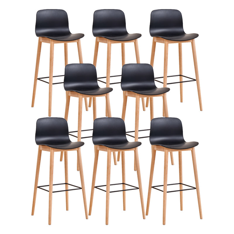 Modern Low Back Counter-height Stool with Solid Wood and Plastic