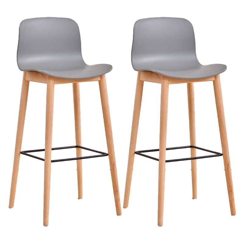 Modern Low Back Counter-height Stool with Solid Wood and Plastic