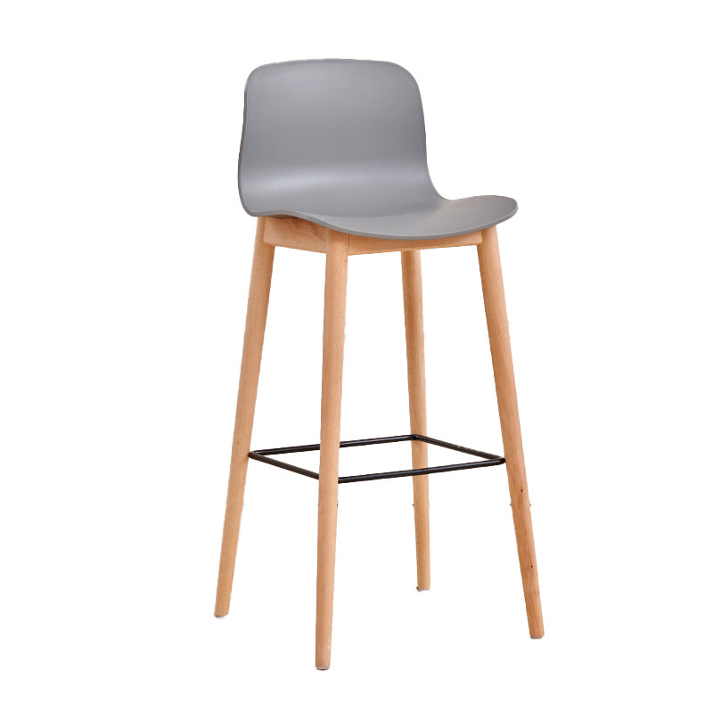 Modern Low Back Counter-height Stool with Solid Wood and Plastic