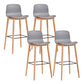 Modern Low Back Counter-height Stool with Solid Wood and Plastic